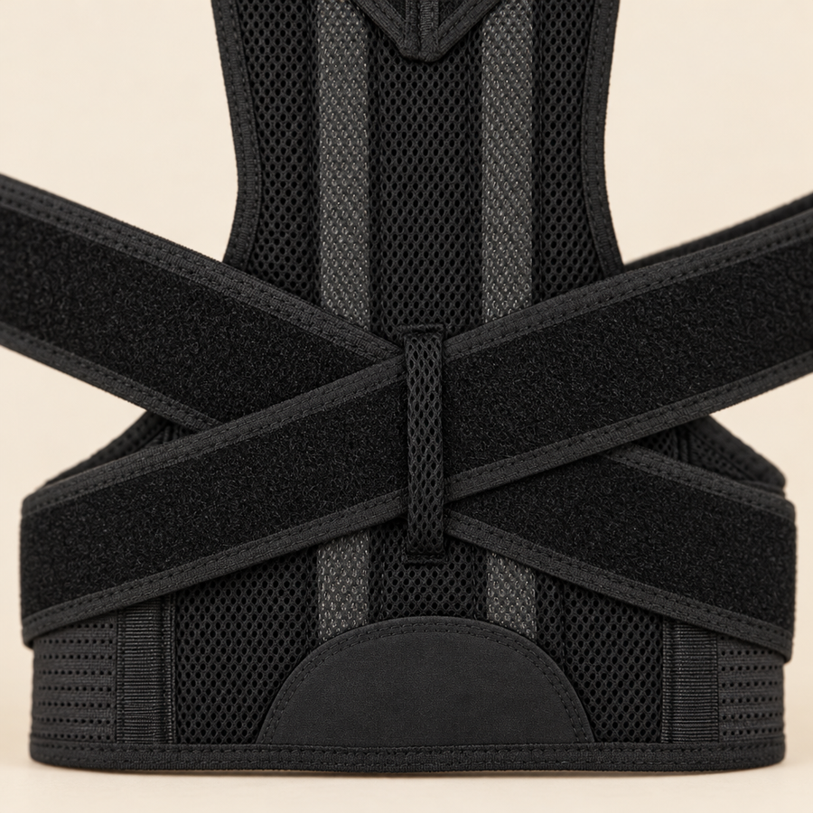 Mesh back panel and cross-over belt